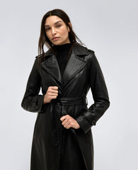 Kenneth Cole Shop Faux Leather Belted Trench Coat – Black | Kenneth Cole | BLACK