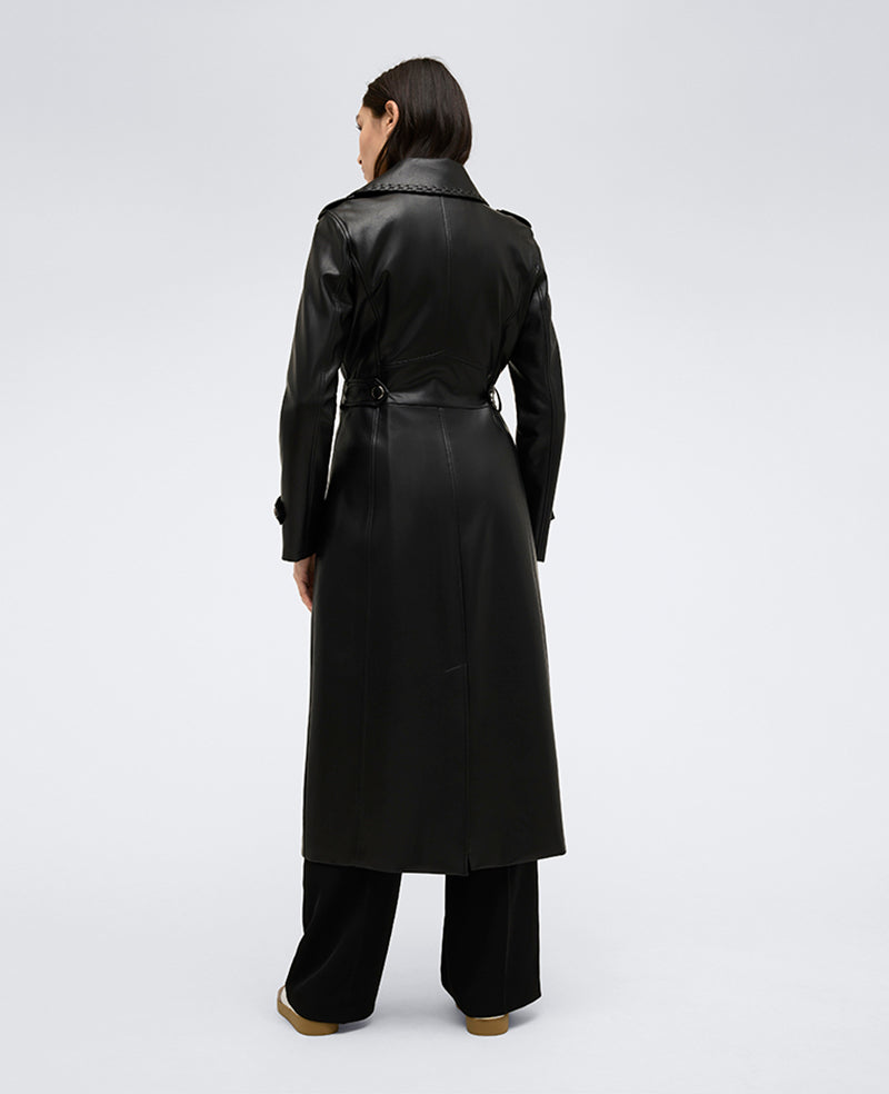 Kenneth Cole Shop Faux Leather Belted Trench Coat – Black | Kenneth Cole | BLACK