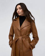 Kenneth Cole Faux Leather Belted Trench Coat – Cognac | Kenneth Cole | COGNAC