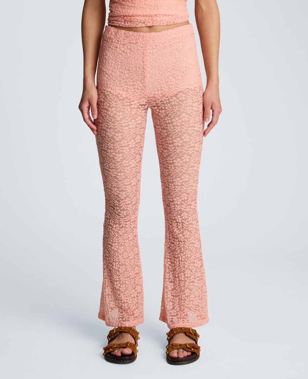 Kenneth Cole Stretch Lace Pull On Flare Pant with Inner Short | SOFT PEACH