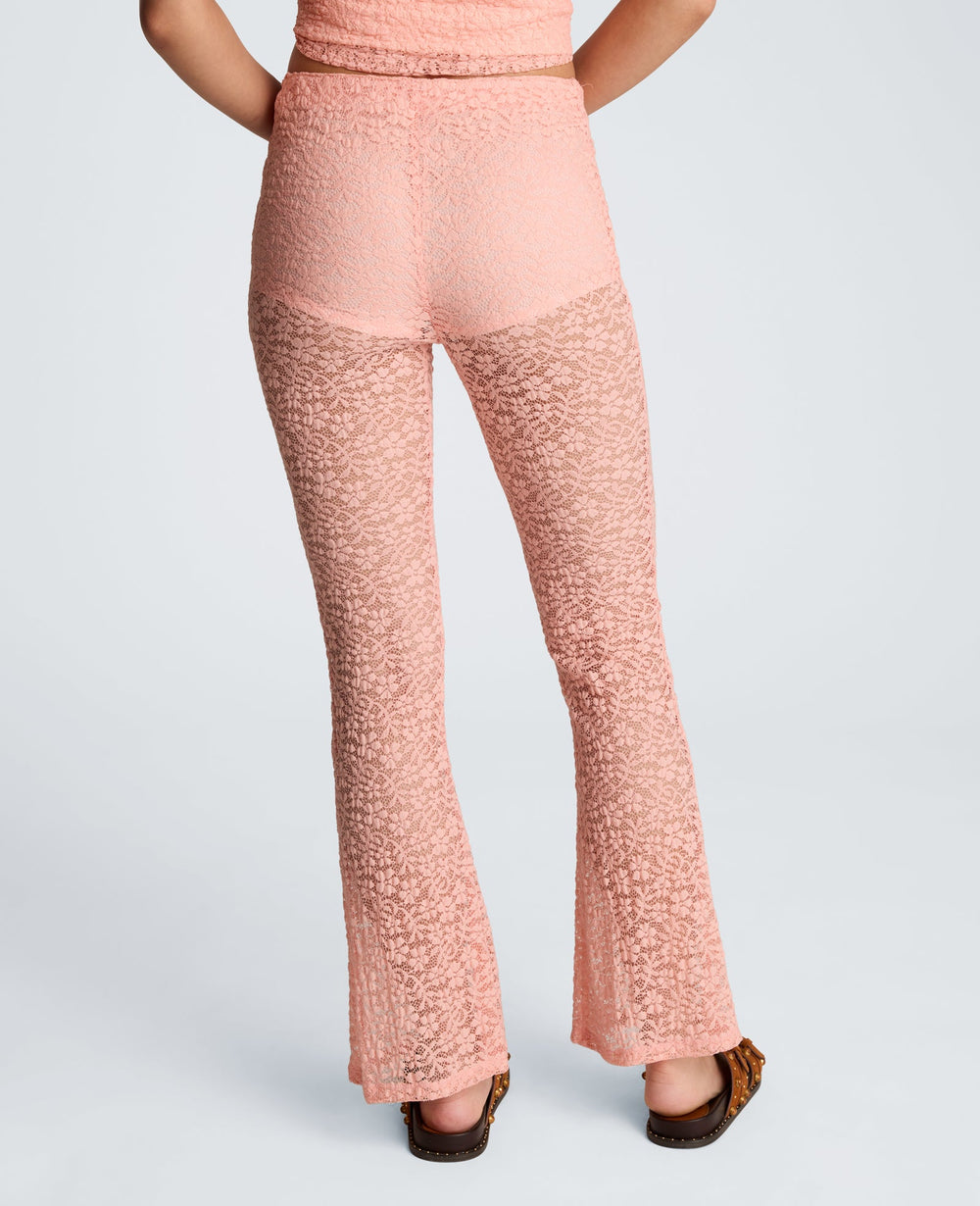 Kenneth Cole Stretch Lace Pull On Flare Pant with Inner Short | SOFT PEACH