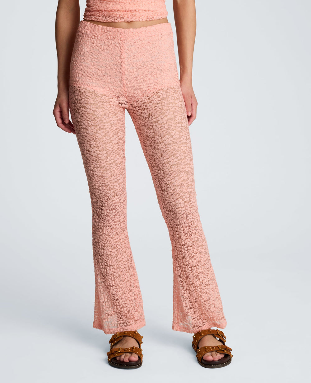 Kenneth Cole Stretch Lace Pull On Flare Pant with Inner Short | SOFT PEACH