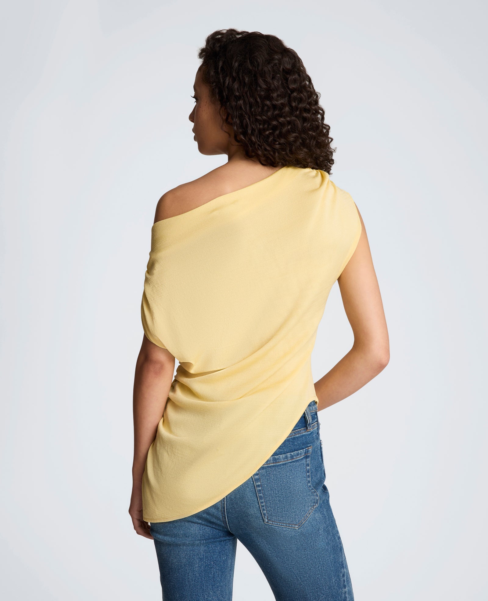 Kenneth Cole Asymmetrical Drape Neck Top | PASTEL YELLOW