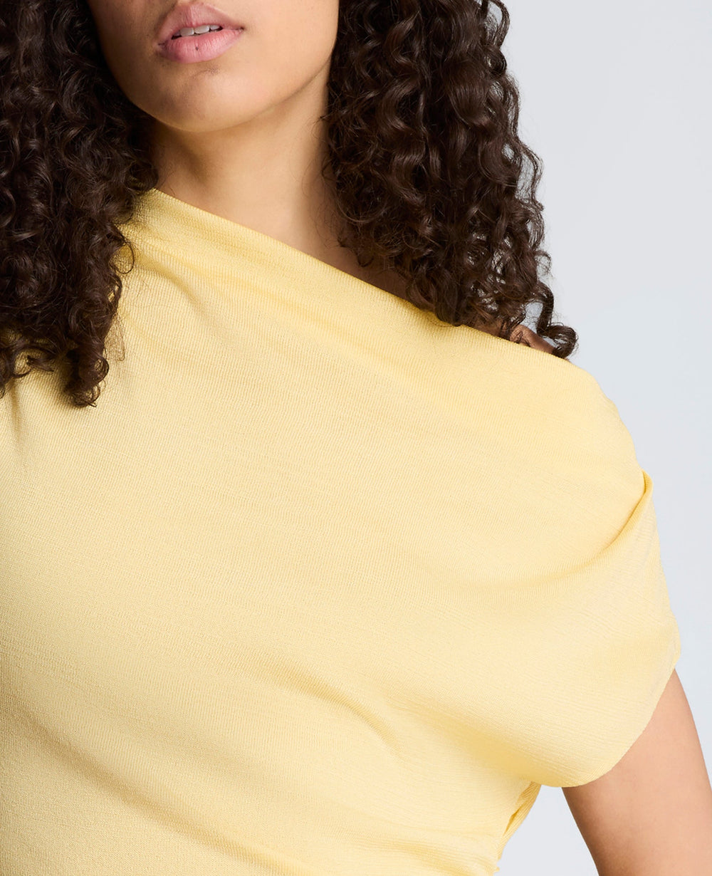 Kenneth Cole Asymmetrical Drape Neck Top | PASTEL YELLOW
