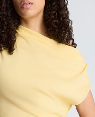 Kenneth Cole Asymmetrical Drape Neck Top | PASTEL YELLOW