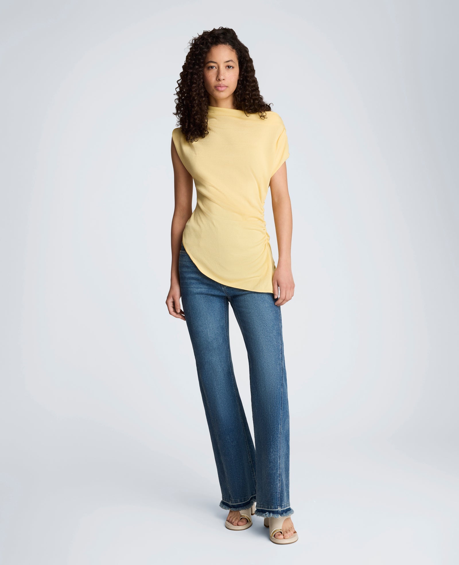Kenneth Cole Asymmetrical Drape Neck Top | PASTEL YELLOW