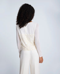 Kenneth Cole Shop Sequin Mesh Long Sleeve Top in Oyster | Kenneth Cole | OYSTER
