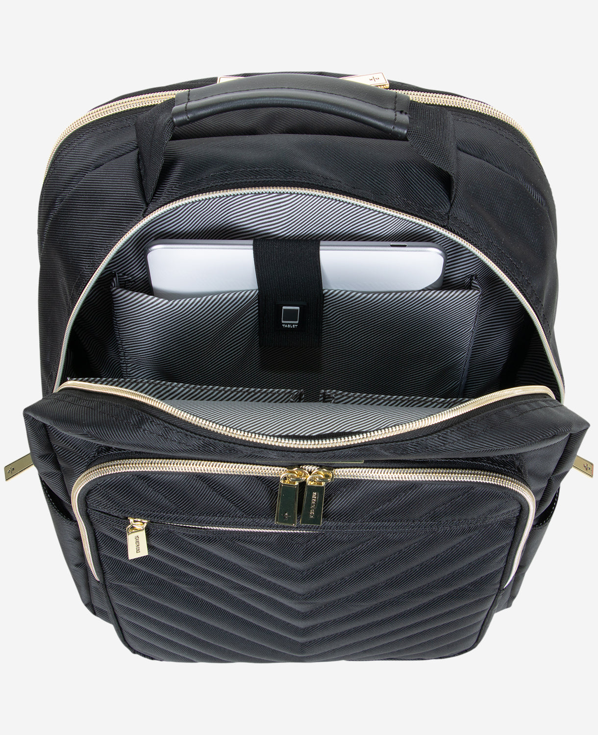 Kenneth Cole Shop Quilted 15.6" Laptop Backpack – Chelsea Chevron, Black | KC | BLACK
