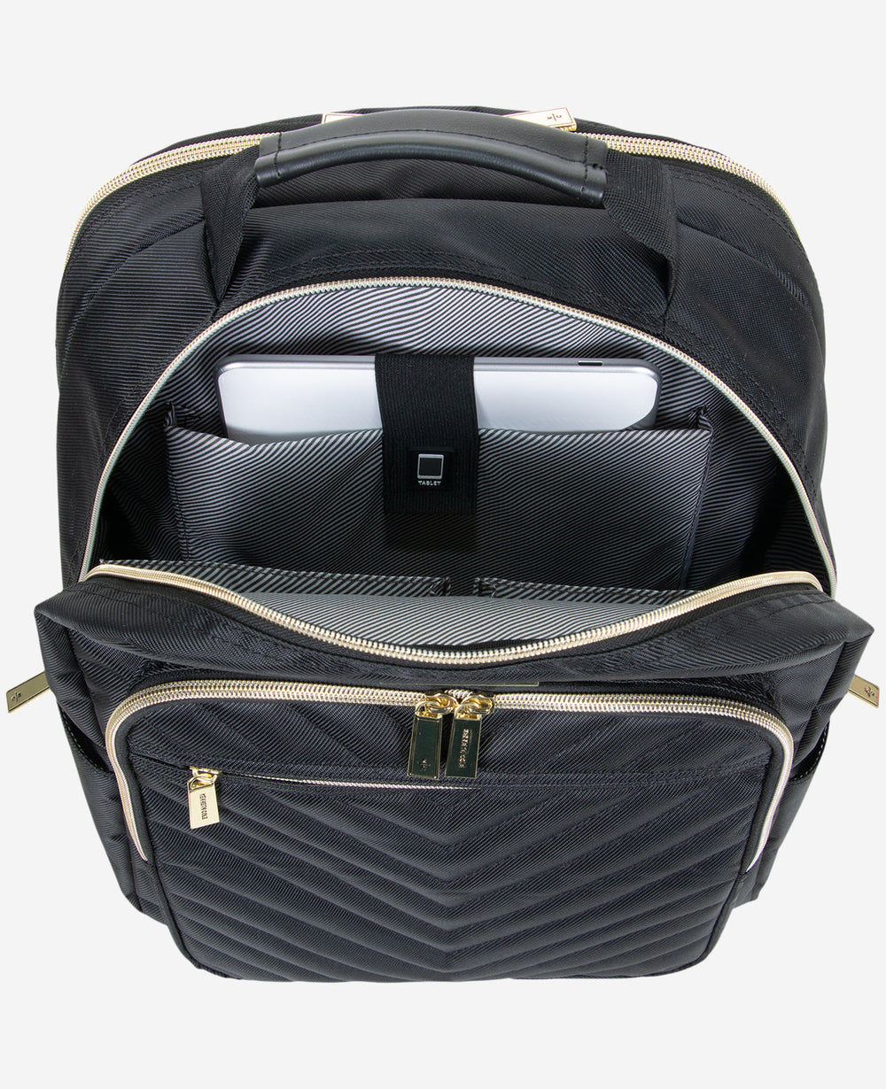 Kenneth Cole Shop Quilted 15.6" Laptop Backpack – Chelsea Chevron, Black | KC | BLACK