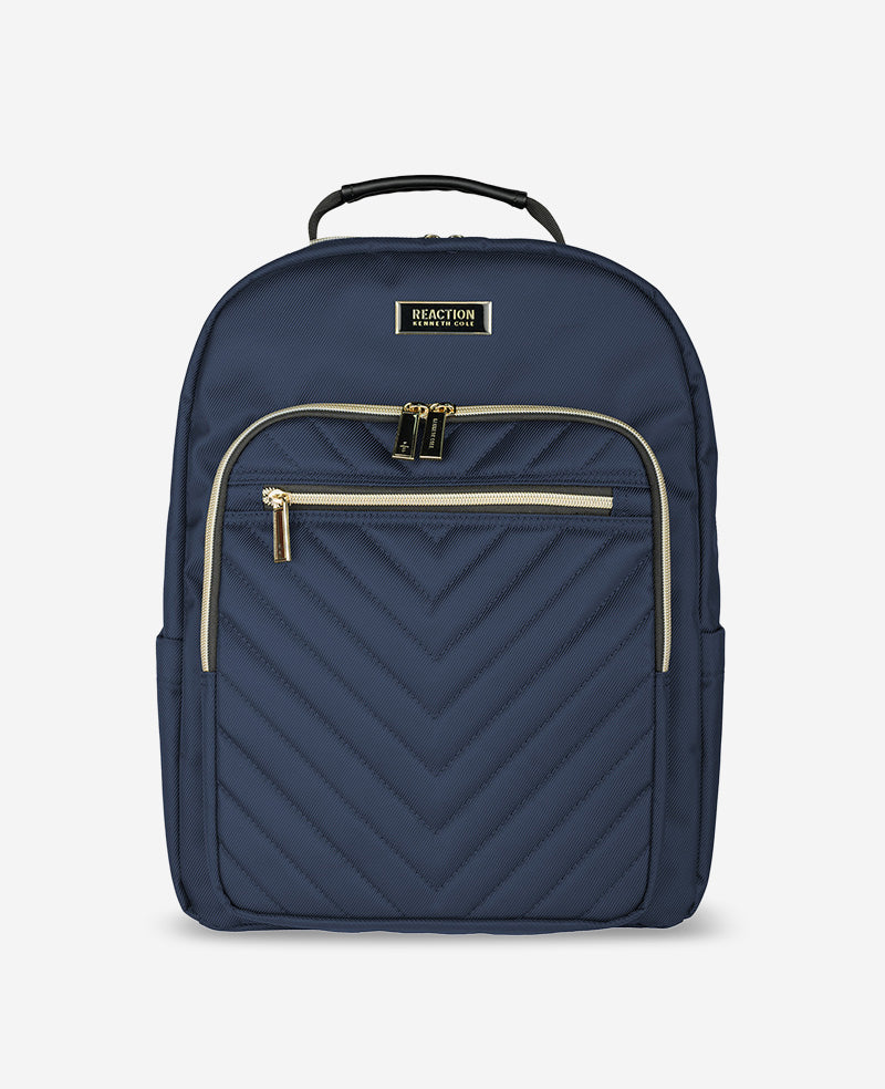 Kenneth Cole Shop Quilted 15.6" Laptop Backpack – Chelsea Chevron, Navy | KC | NAVY