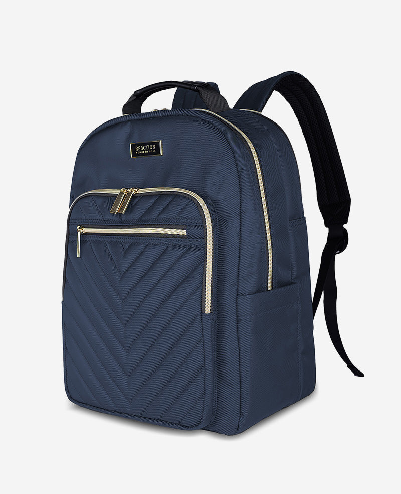 Kenneth Cole Shop Quilted 15.6" Laptop Backpack – Chelsea Chevron, Navy | KC | NAVY