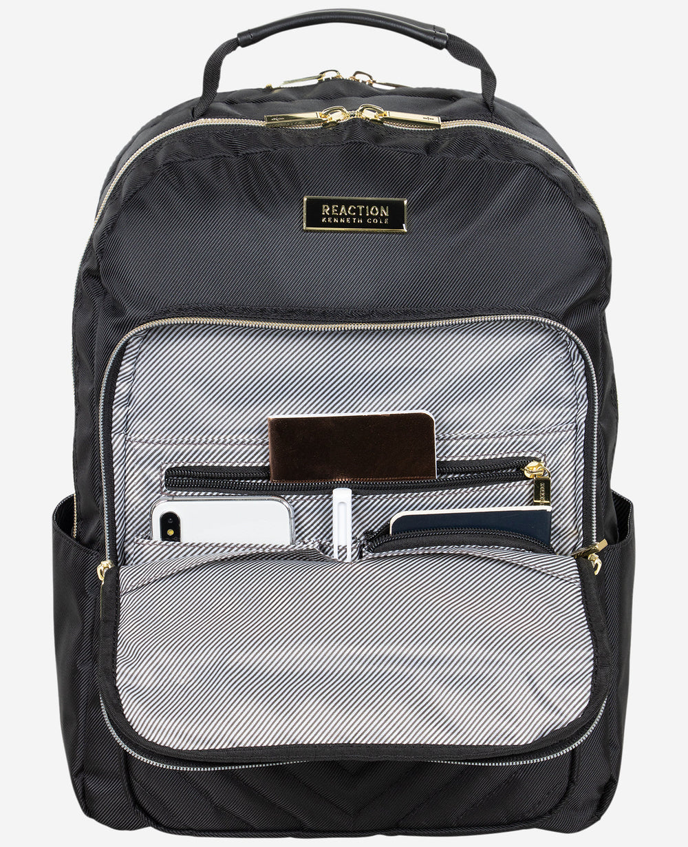 Kenneth Cole Shop Quilted 15.6" Laptop Backpack – Chelsea Chevron, Navy | KC | NAVY