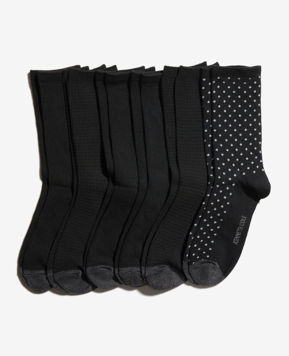 Kenneth Cole Shop Tiny Dot Crew Socks 6-Pack Black | Kenneth Cole | BLACK