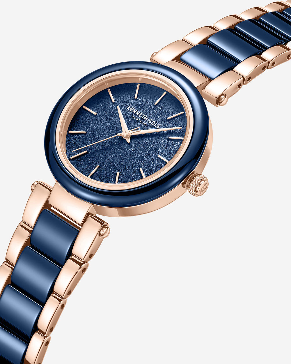 Kenneth Cole Shop Women’s Two-Tone Blue Ceramic Bracelet Watch | KC | BLUE / ROSE GOLD