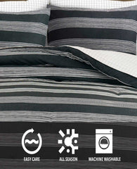 Kenneth Cole Banded Stripe Textured Comforter Set | CHARCOAL