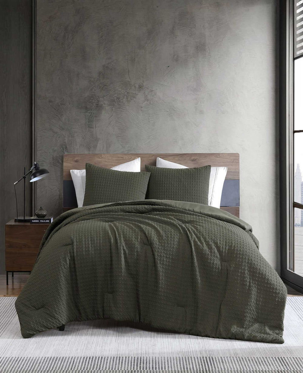Kenneth Cole Houndstooth Duvet Set | GREEN