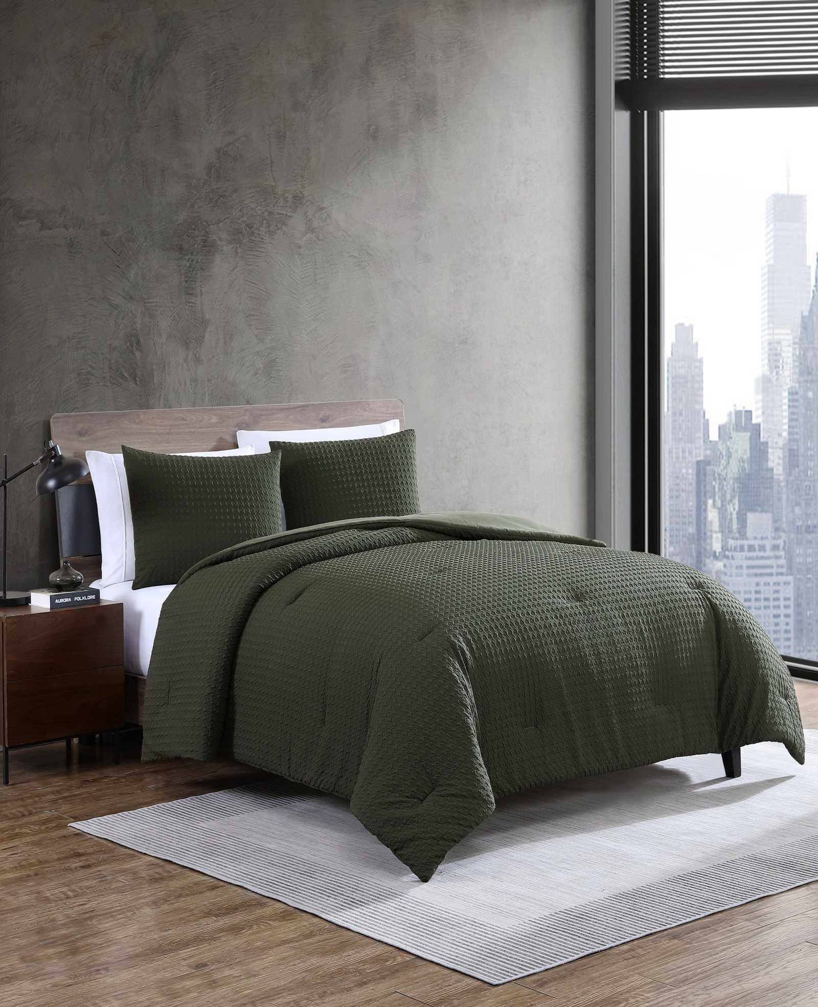 Kenneth Cole Houndstooth Duvet Set | GREEN