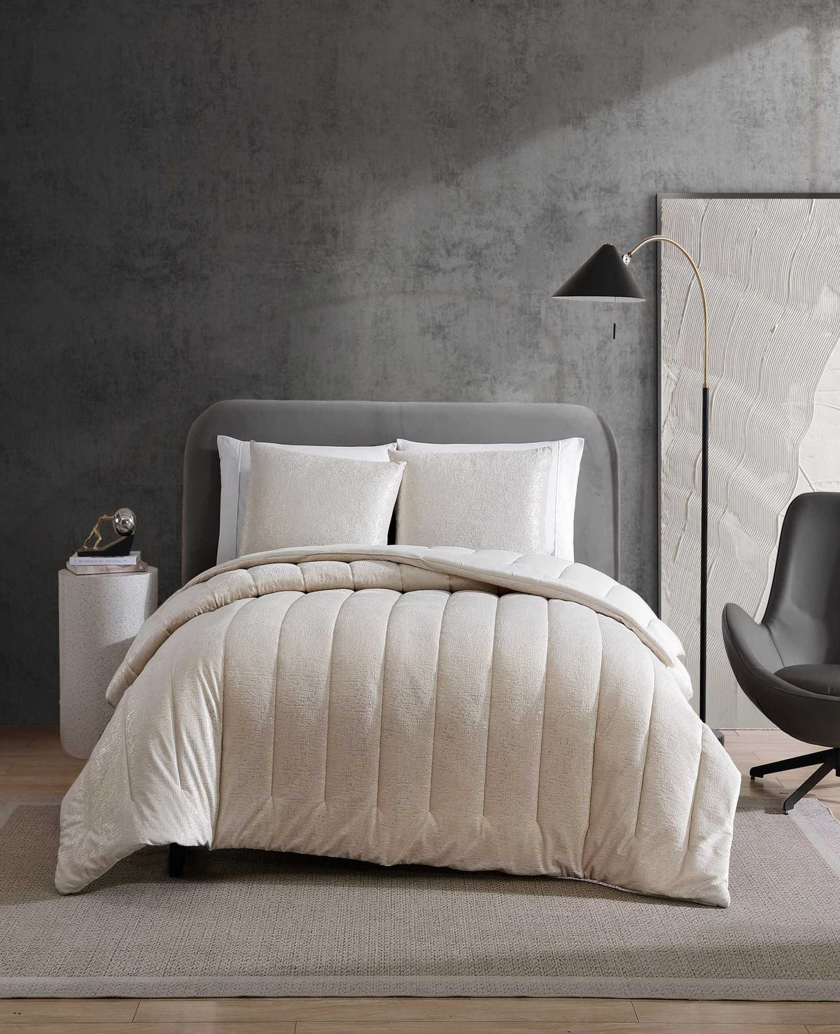 Kenneth Cole Banks Natural Comforter-Sham Set | IVORY