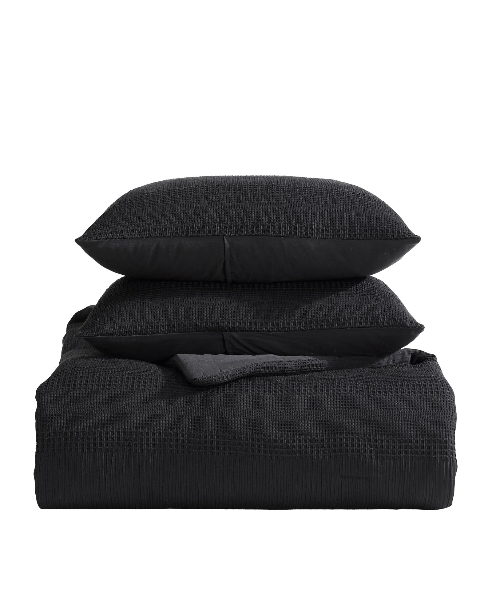 Kenneth Cole Variegated Waffle Comforter Set | BLACK