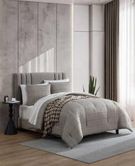 Kenneth Cole Holden Grid Comforter Set | BROWN