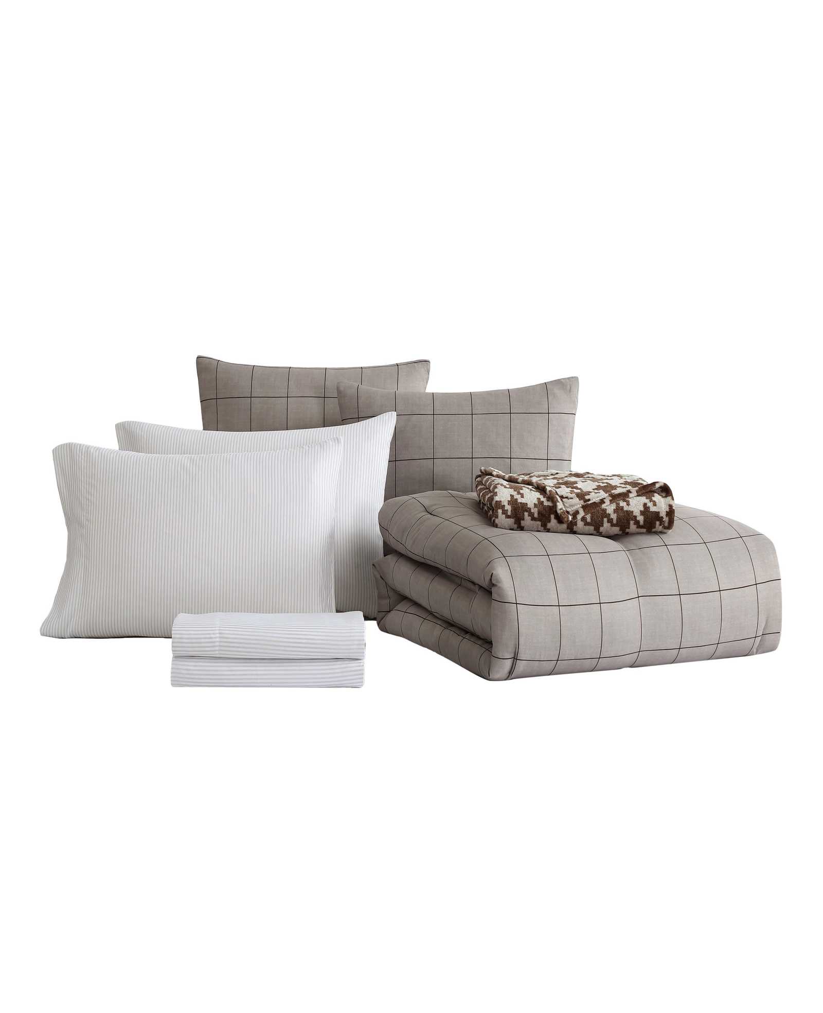 Kenneth Cole Holden Grid Comforter Set | BROWN
