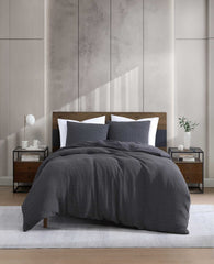 Kenneth Cole Solid Waffle Duvet Set | CHARCOAL