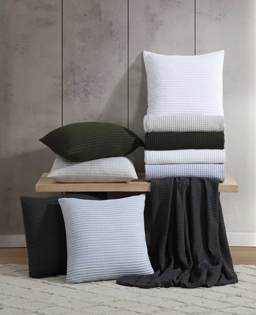 Kenneth Cole Solid Waffle Duvet Set | CHARCOAL