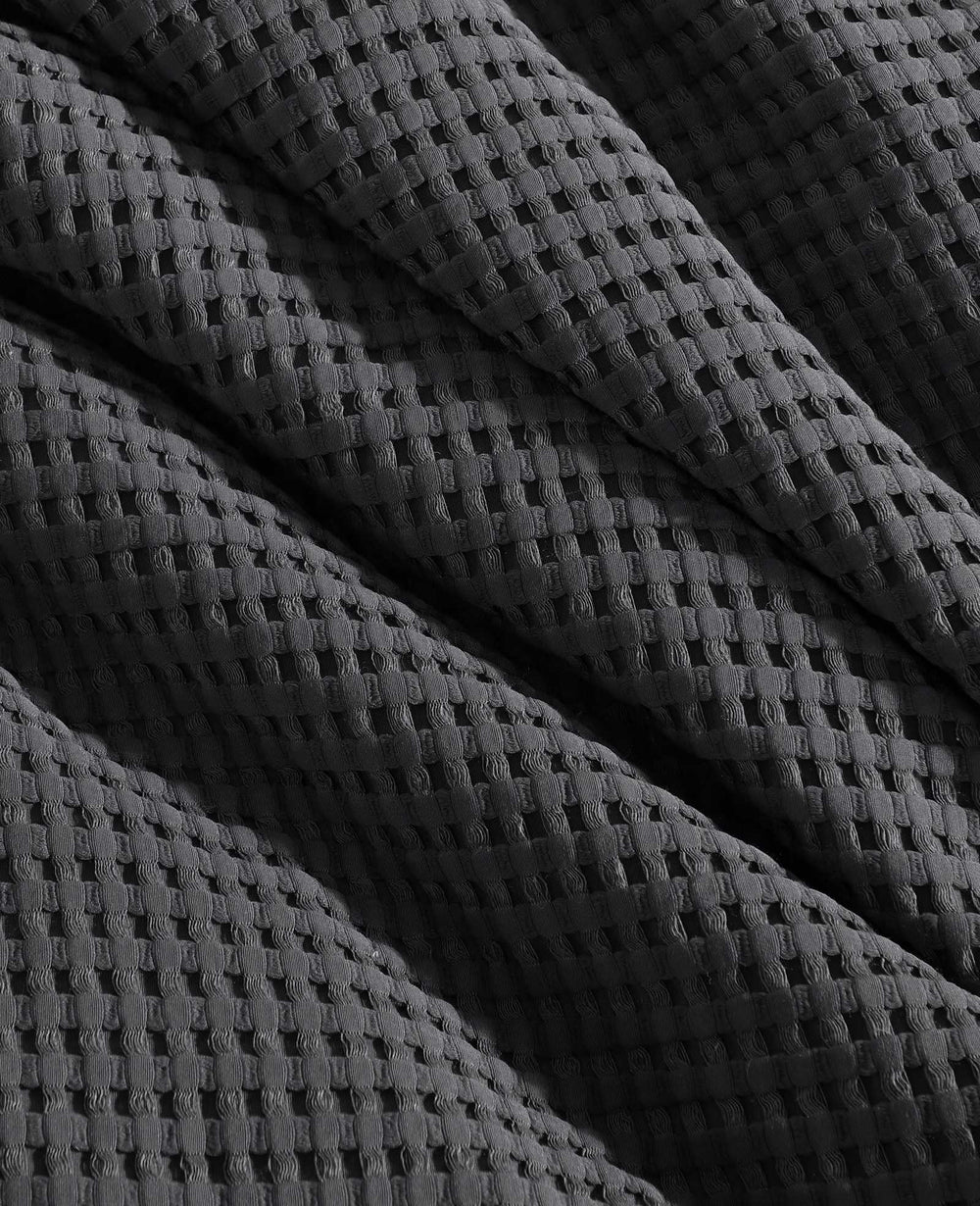 Kenneth Cole Solid Waffle Duvet Set | CHARCOAL