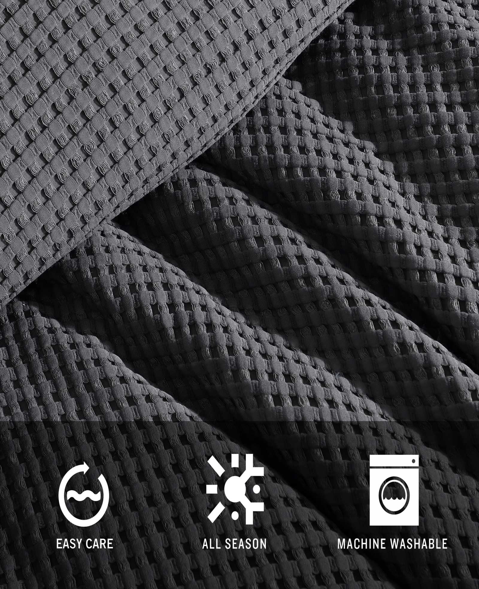 Kenneth Cole Solid Waffle Duvet Set | CHARCOAL