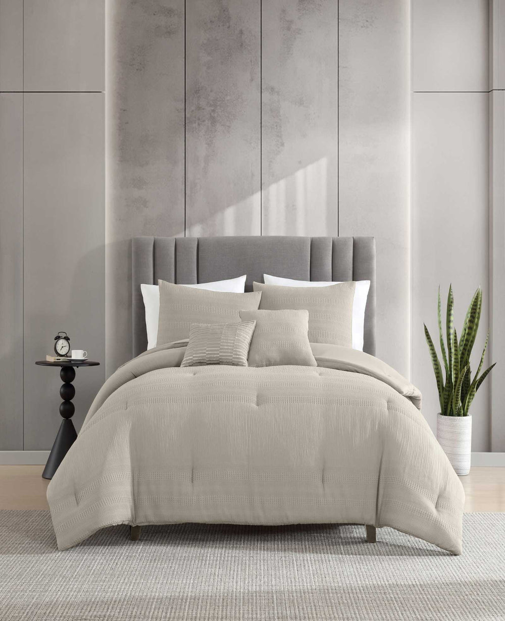 Kenneth Cole Variegated Waffle Comforter Set | BEIGE