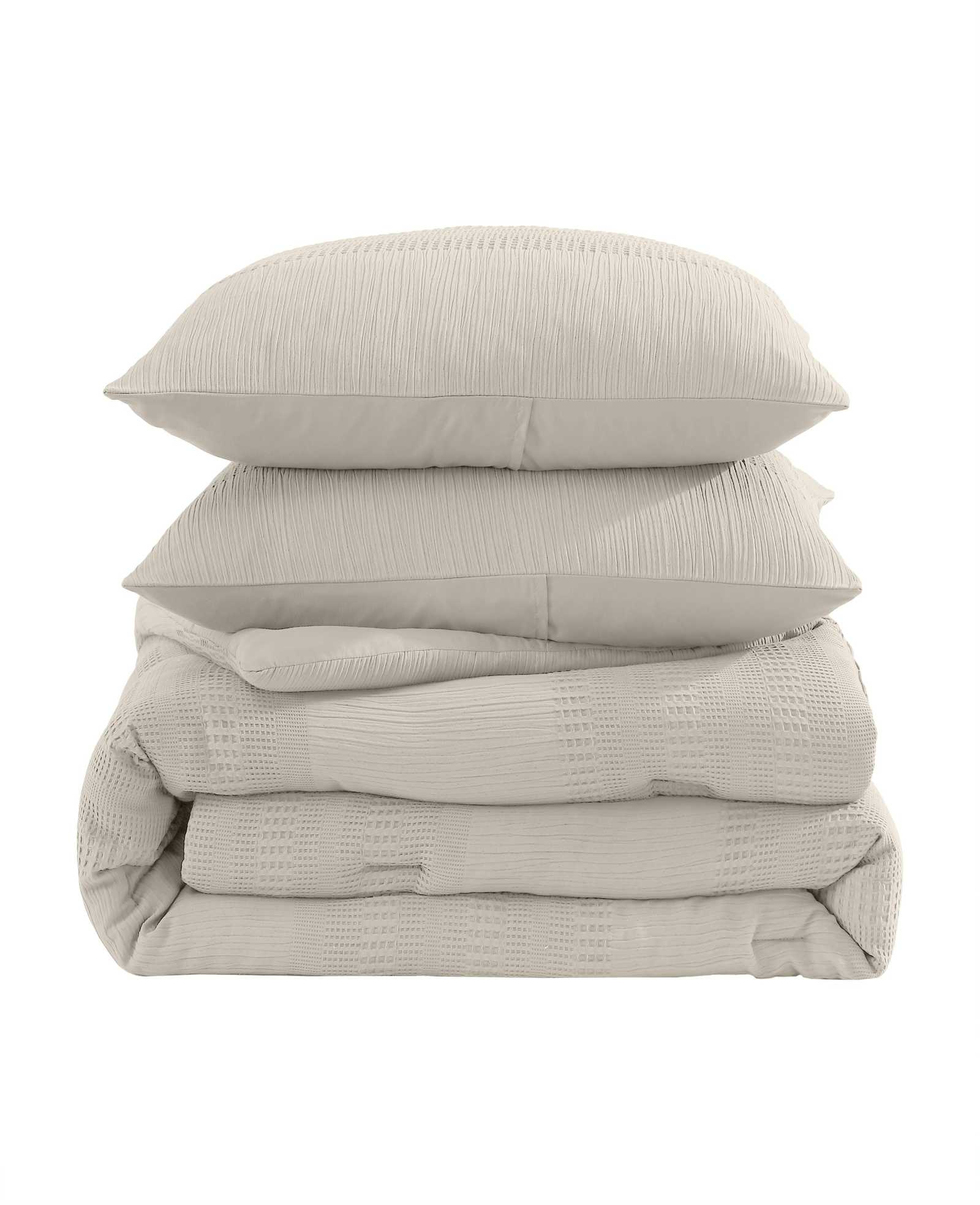 Kenneth Cole Variegated Waffle Comforter Set | BEIGE