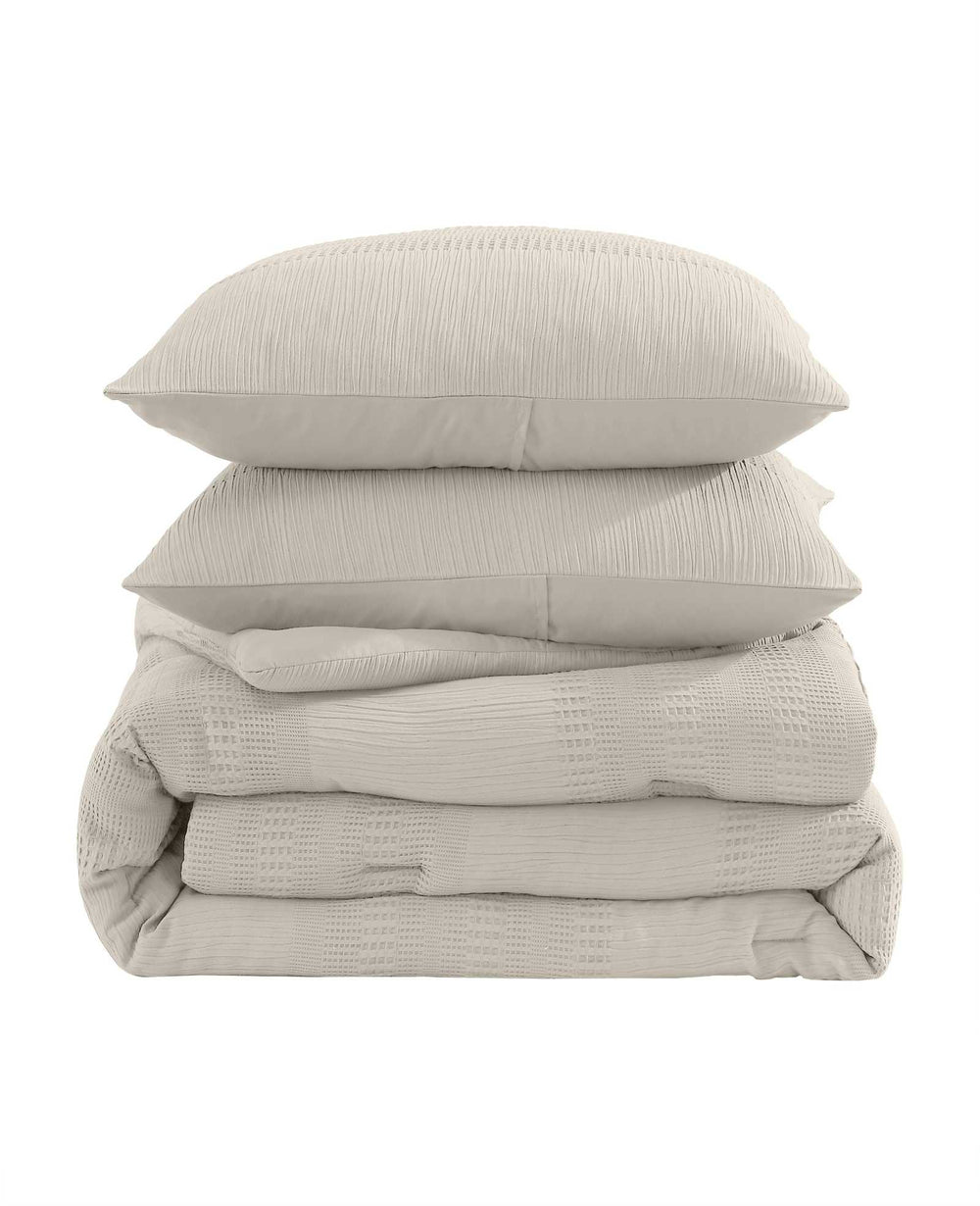 Kenneth Cole Variegated Waffle Comforter Set | BEIGE