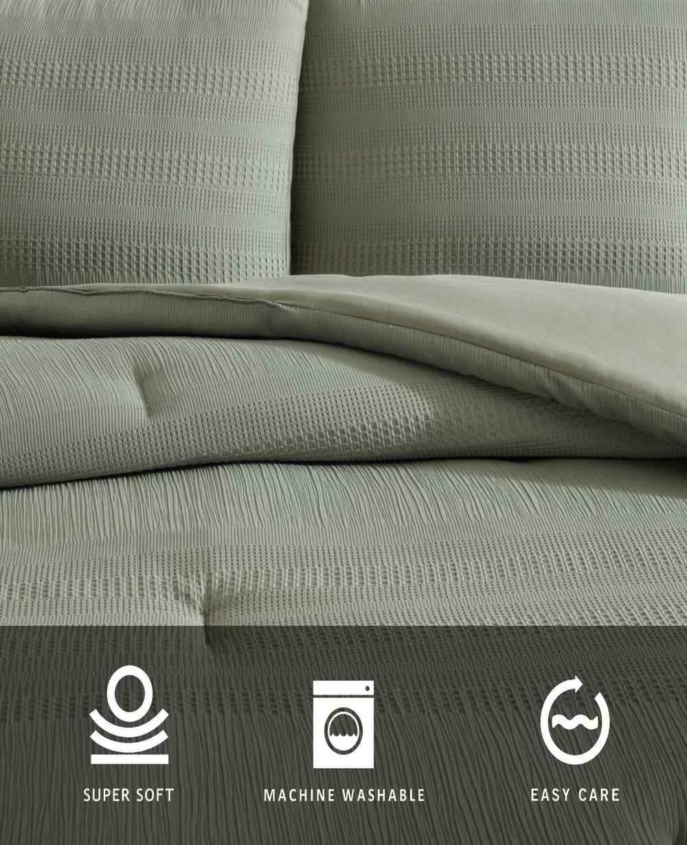 Kenneth Cole Variegated Waffle Comforter Set | GREEN