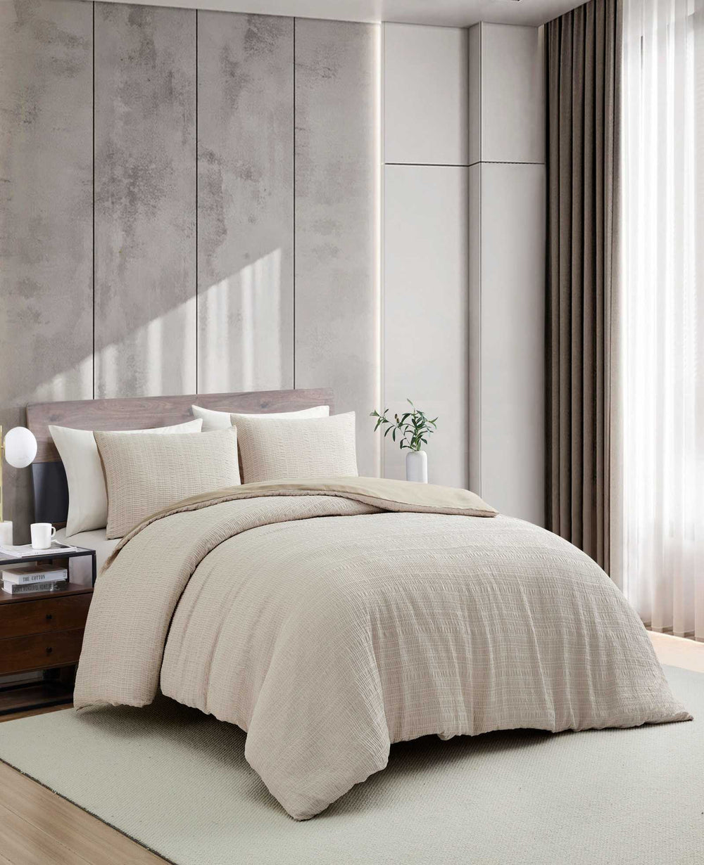 Kenneth Cole Stitched Gauze Duvet Set | BEIGE