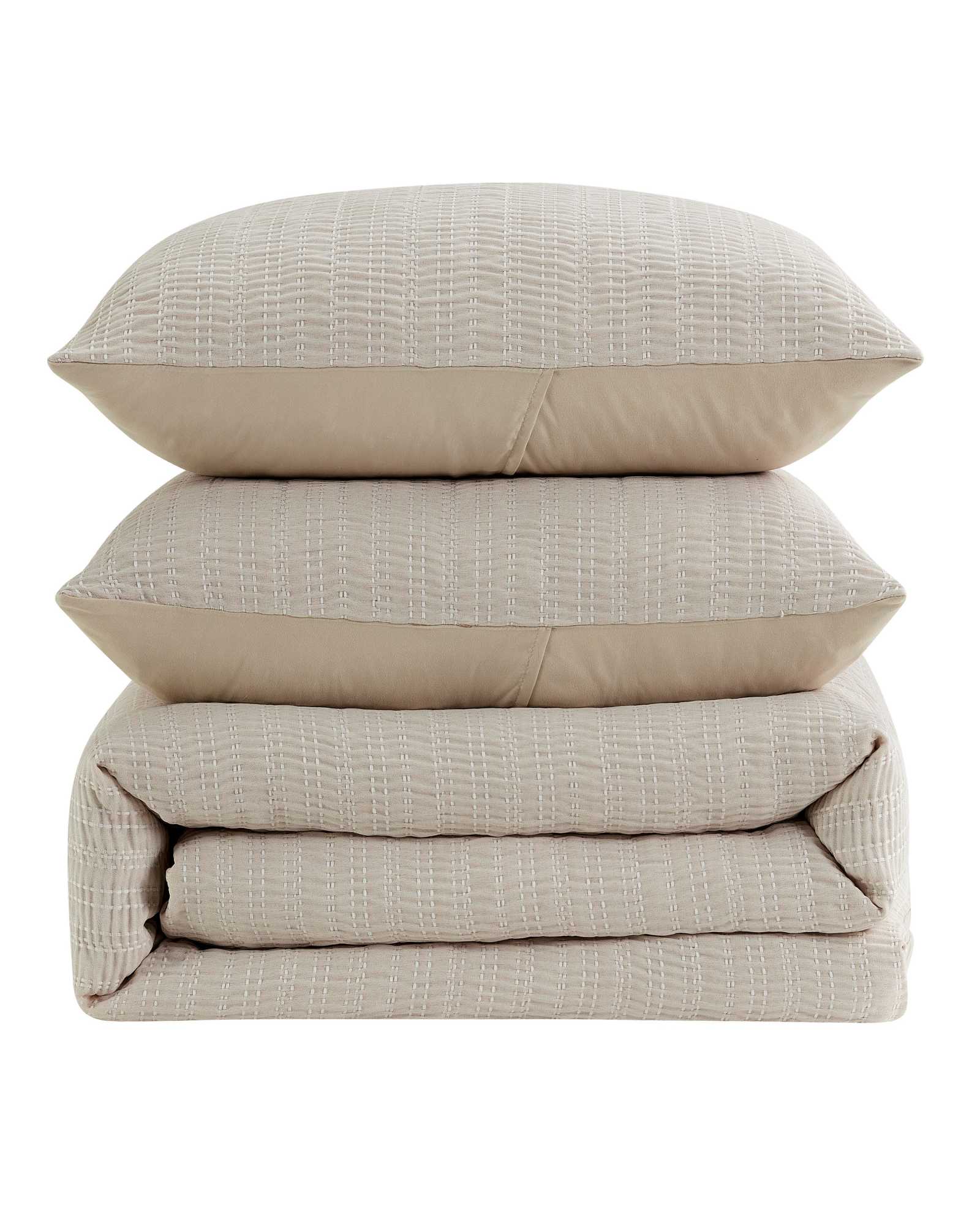 Kenneth Cole Stitched Gauze Duvet Set | BEIGE