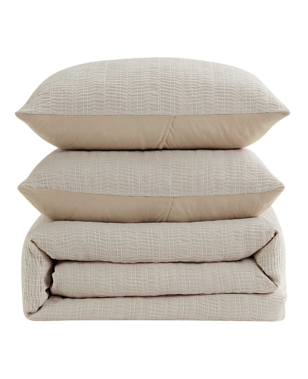 Kenneth Cole Stitched Gauze Duvet Set | BEIGE