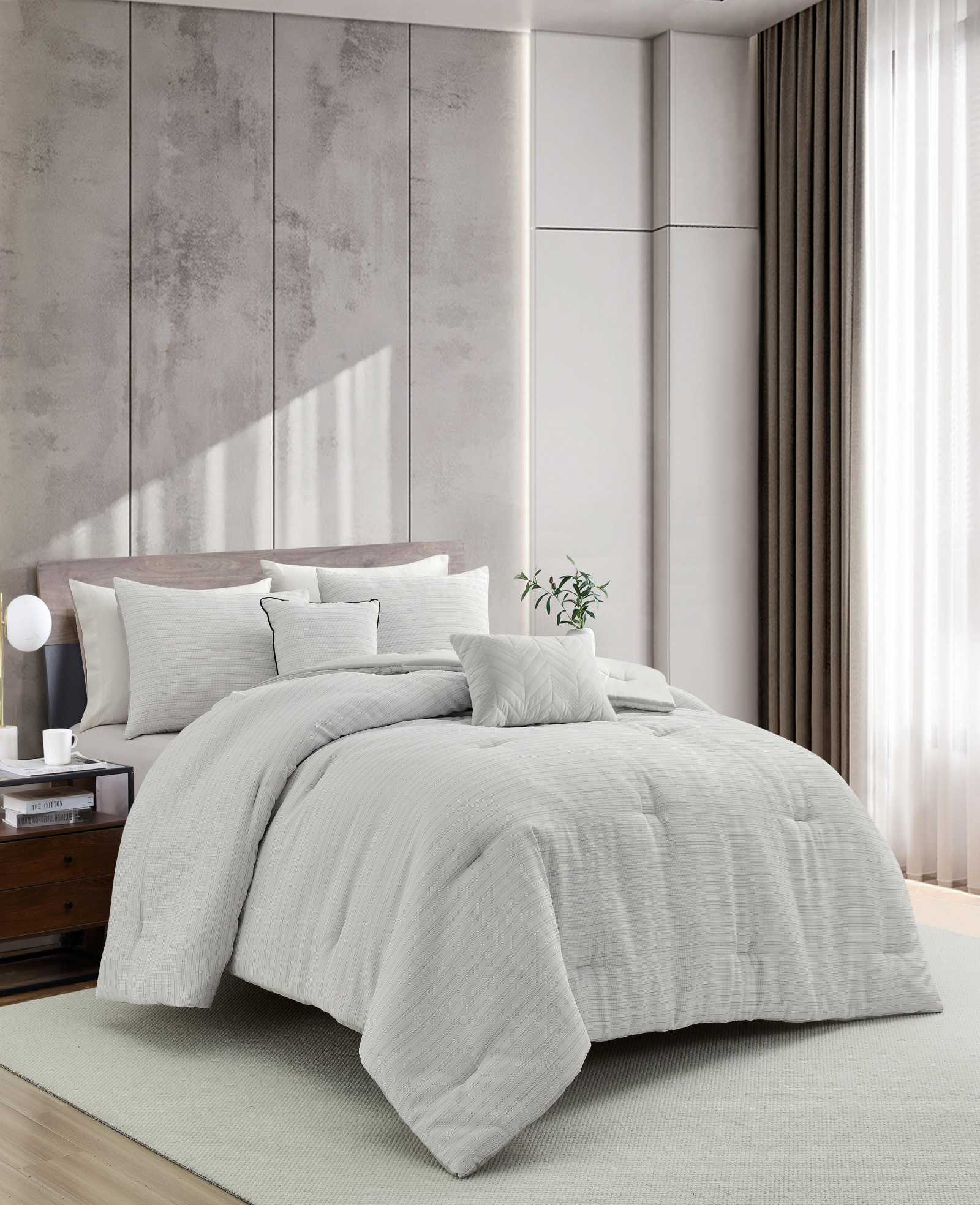 Kenneth Cole Space Dye Grid Comforter Set | GREY