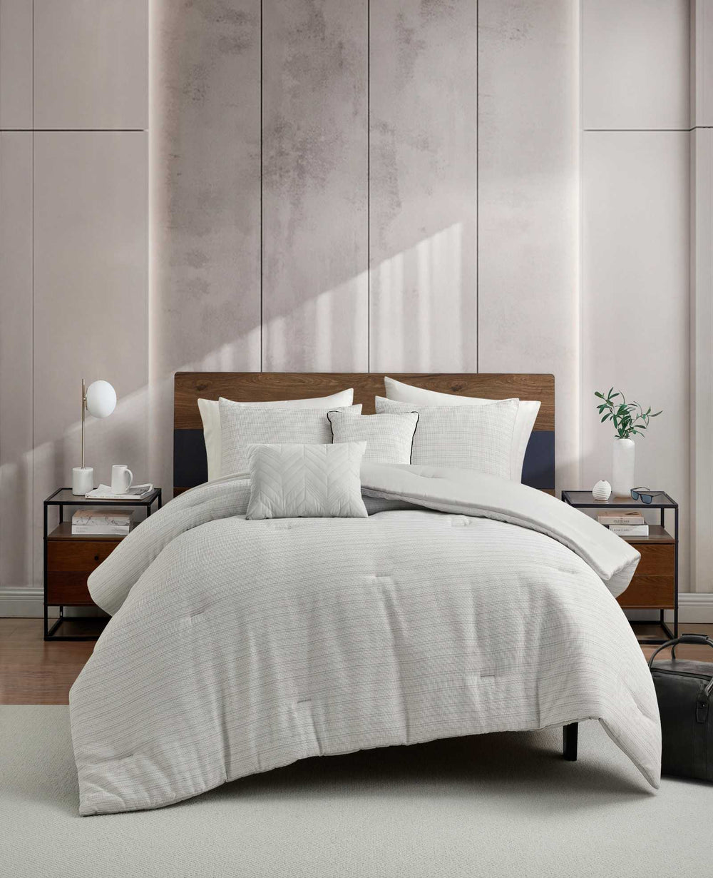Kenneth Cole Space Dye Grid Comforter Set | GREY