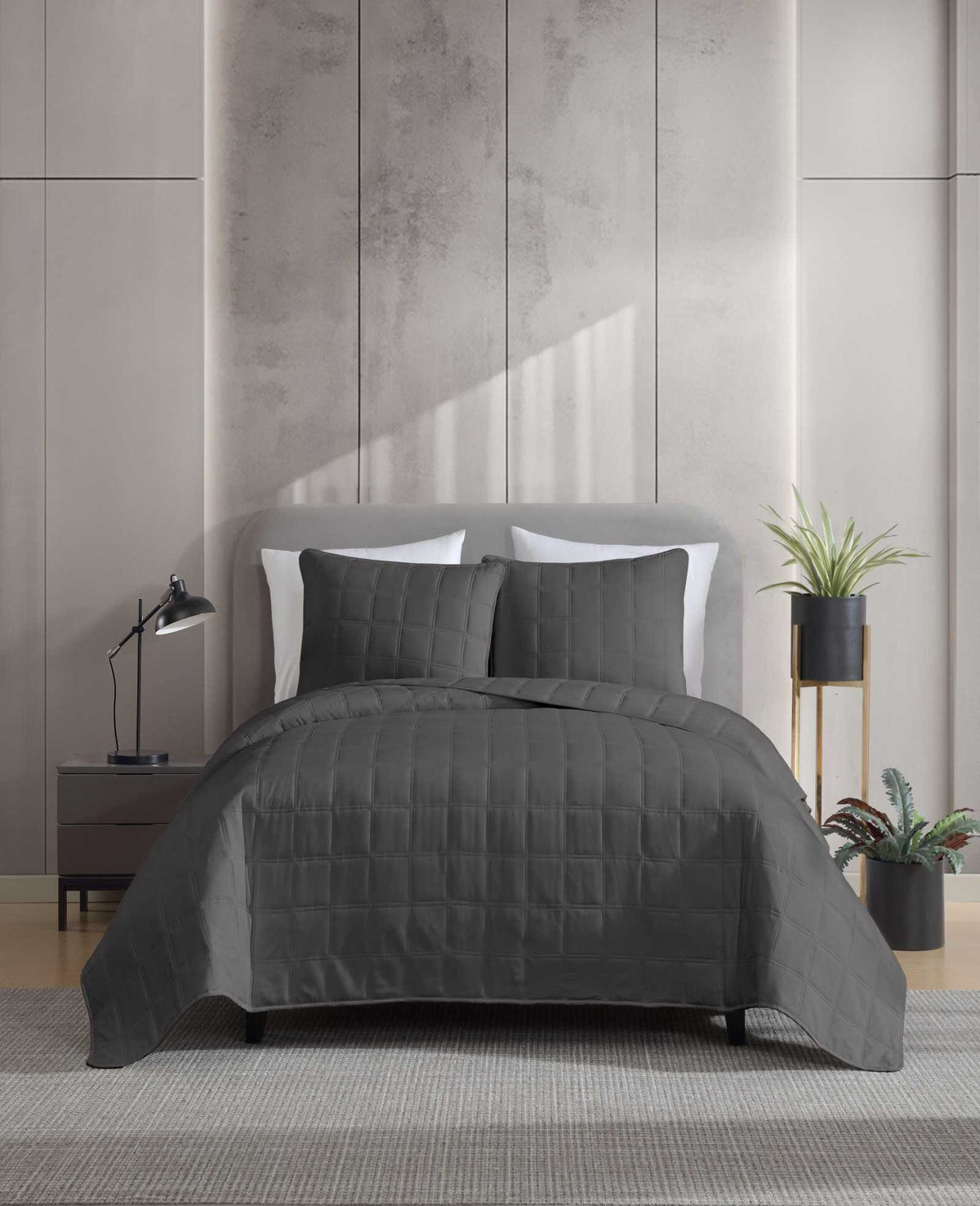 Kenneth Cole Stonewashed Quilt Set | CHARCOAL