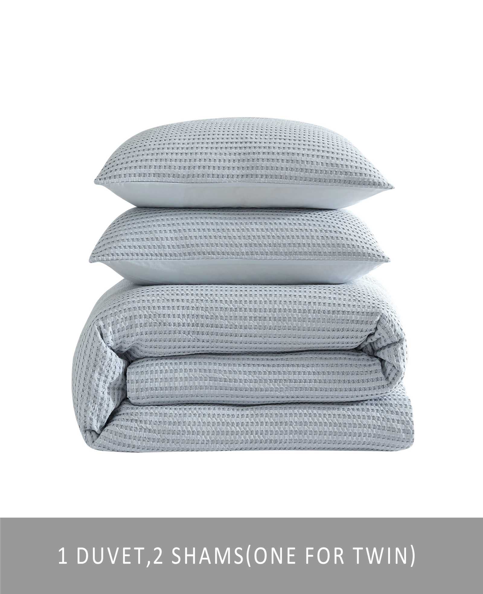 Kenneth Cole Solid Waffle Duvet Set | VAPOR BLUE