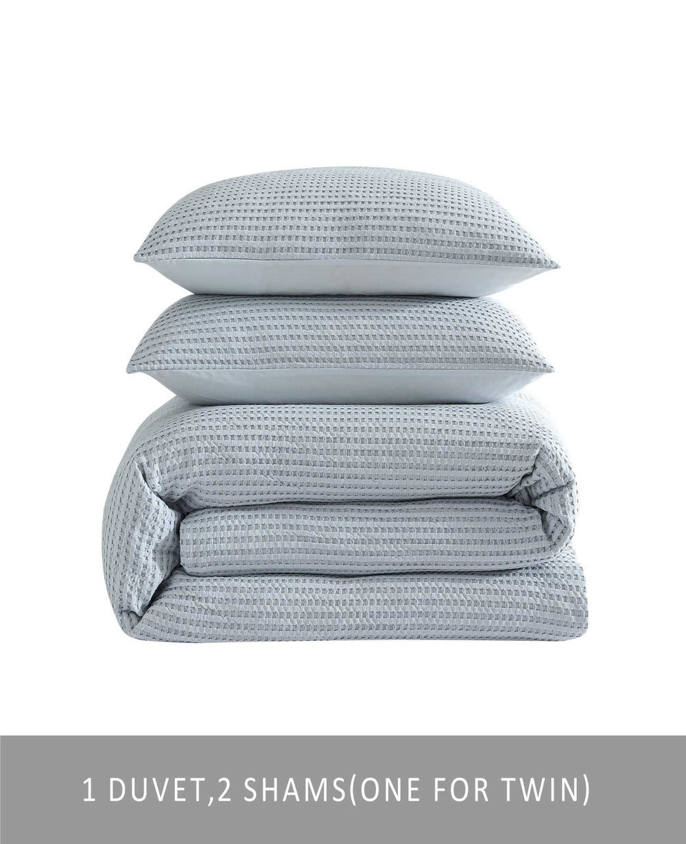 Kenneth Cole Solid Waffle Duvet Set | VAPOR BLUE
