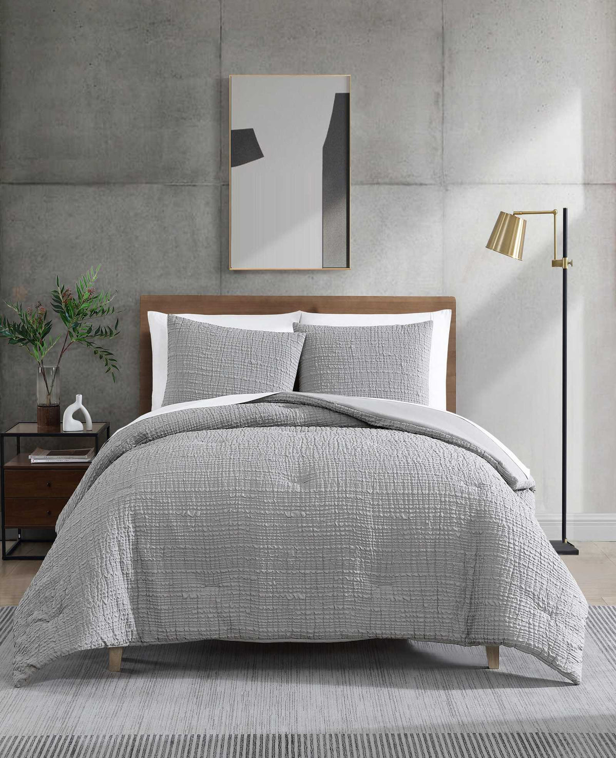 Kenneth Cole Serenity Wavy Lines Duvet Cover Set | GREY
