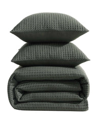 Kenneth Cole Solid Waffle Duvet Set | GREEN