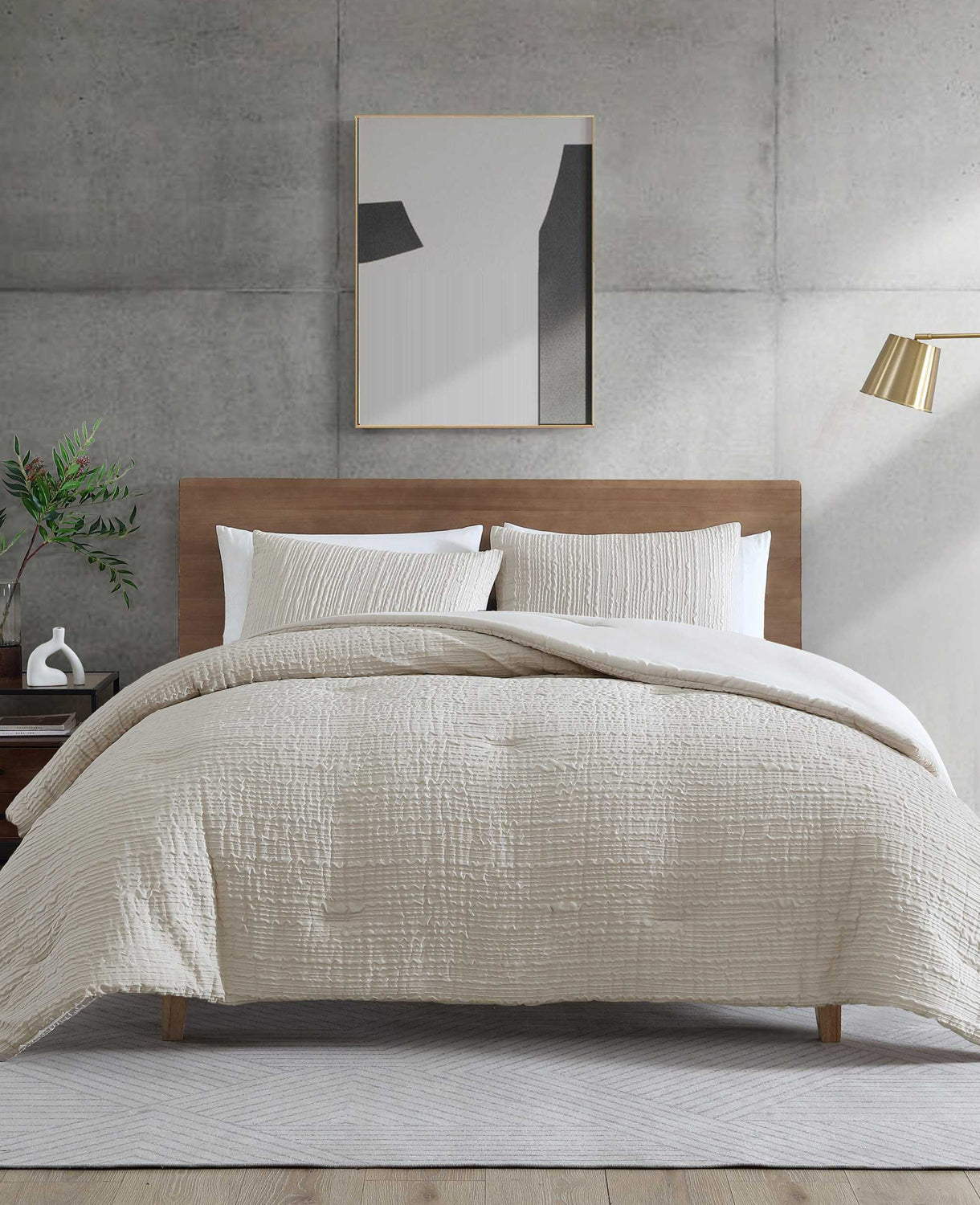 Kenneth Cole Serenity Wavy Lines Beige Duvet Cover Set | BEIGE
