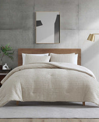 Kenneth Cole Serenity Wavy Lines Beige Duvet Cover Set | BEIGE