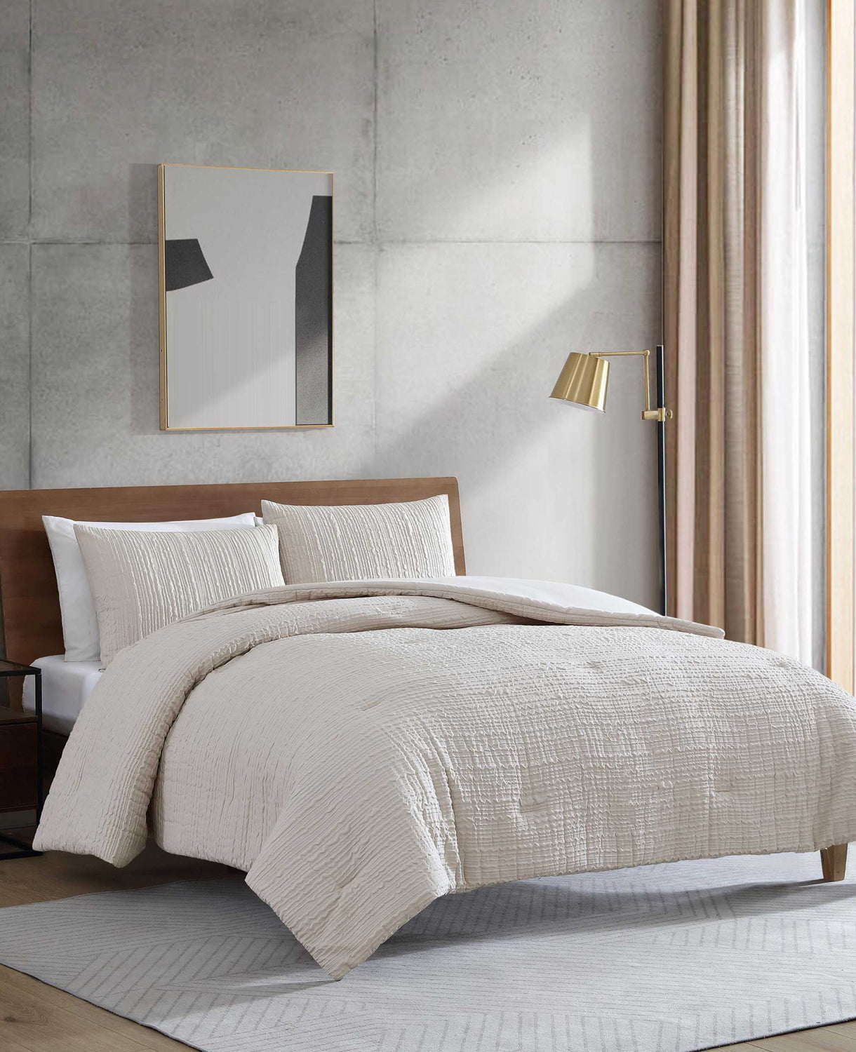 Kenneth Cole Serenity Wavy Lines Beige Duvet Cover Set | BEIGE