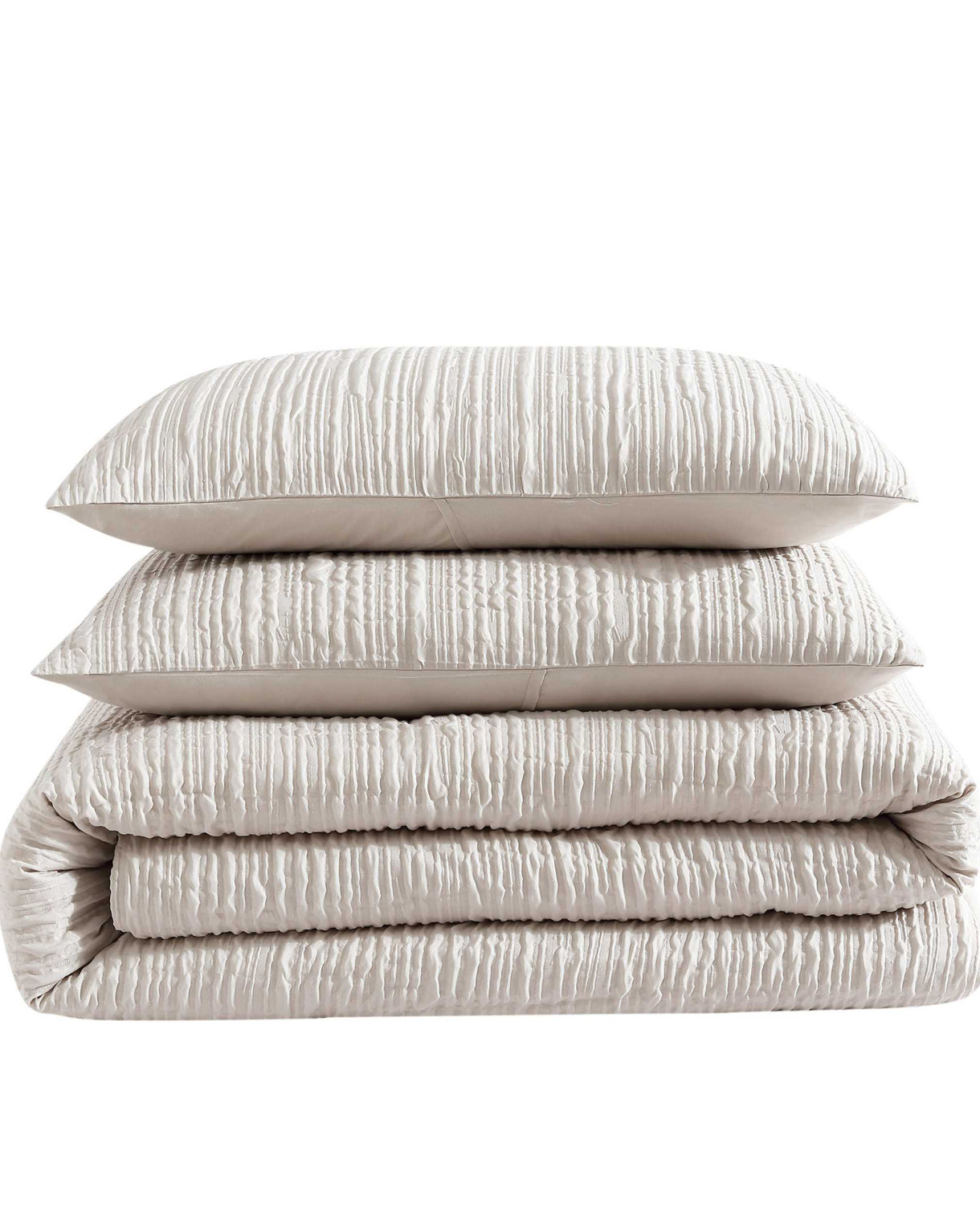 Kenneth Cole Serenity Wavy Lines Beige Duvet Cover Set | BEIGE