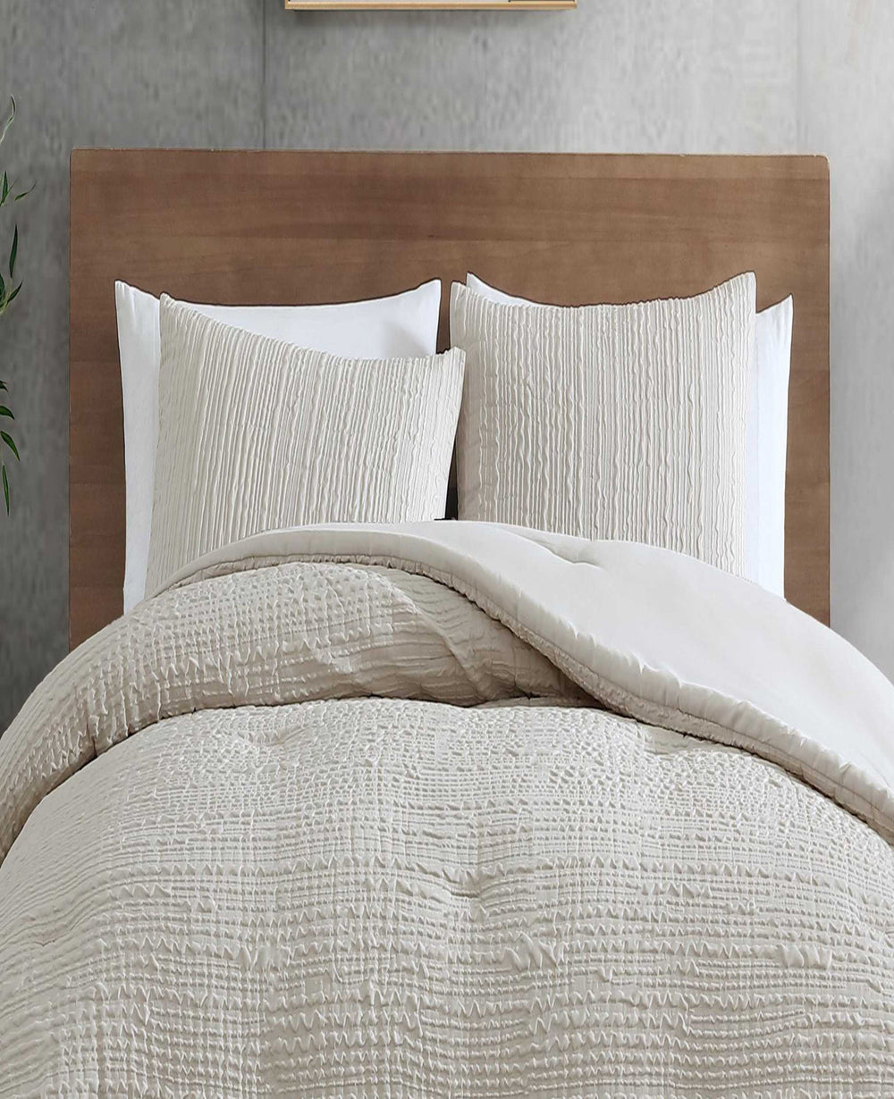 Kenneth Cole Serenity Wavy Lines Beige Duvet Cover Set | BEIGE