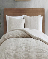 Kenneth Cole Serenity Wavy Lines Beige Duvet Cover Set | BEIGE