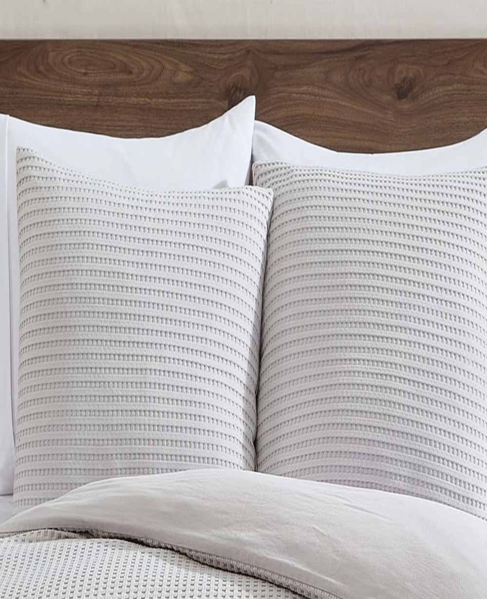 Kenneth Cole Shop Reversible Grey Waffle Duvet Cover Set | KC Home | GREY